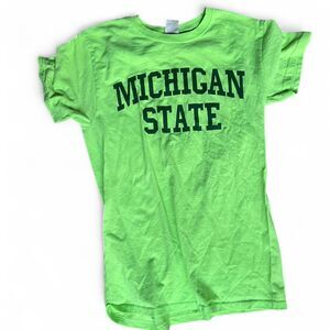 Jerzees Cotton Neon Green Michigan State University Short Sleeve T-Shirt